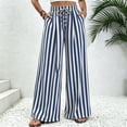 thumbnail image 1 of Endives Wide Leg Pants for Women Summer Striped Loose Straight Leg Elastic Waist Trousers with Pockets Vacation Outfits Flowy Pants for Women, 1 of 6