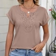 thumbnail image 1 of Endives Women Short Sleeve T Shirts Casual Blouses V Neck Bohemian Staly Tops Spring Summer Trendy Khaki, 1 of 7
