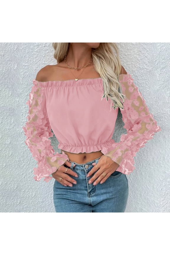 Women Summer Fashion One Neck Top Spring Solid Color Pullover Hottie Off Shoulder Top T Shirt