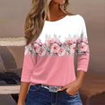 thumbnail image 1 of Endives Women's 3/4 Sleeves Blouse Tops Round Neck Printed Womens Blouse T Shirt Basic Tee Spring Outfit, 1 of 5