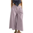 thumbnail image 1 of Endives Women's Baggy Jeans Flare Wide Leg Pants Denim Elastic Waist Button Pleated Culotte Jeans Casual Pants, 1 of 8
