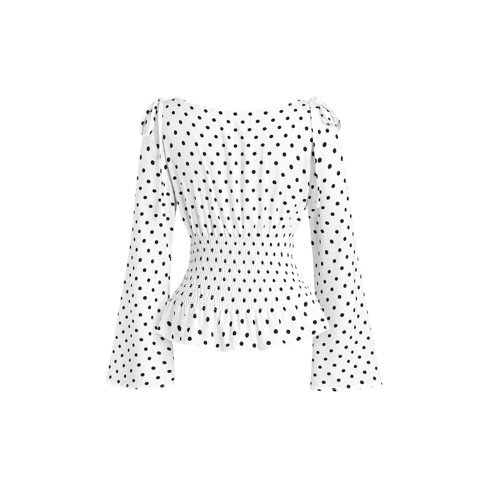 Endives Women's Blouse Long Sleeve Polka Dot Printed Fashion Bow Sleeve ...
