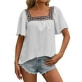 thumbnail image 1 of Endives Women's Boho Short Butterfly Sleeve Top Square Neck Top, 1 of 6