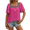 thumbnail image 1 of Endives Women's Boho Short Butterfly Sleeve Top Square Neck Top, 1 of 6