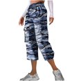 thumbnail image 1 of Endives Women's Casual Camouflage Print Cargo Pants Stretch Elastic Waist Tapered Pants With Pockets, 1 of 7