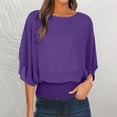 thumbnail image 1 of Endives Women's Chiffon Shirt Blouses Casual Boat Neck Chiffon Blouses Batwing Tops Tunic Top Spring Outfit Purple, 1 of 7