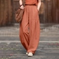thumbnail image 1 of Endives Women's Cotton Linen Pants Loose Wide Leg Pant Baggy Fashion Pants Trousers Bloomers Brick Red, 1 of 7