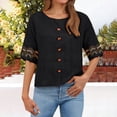 thumbnail image 1 of Endives Women's Cotton Linen Shirt V Neck Half Sleeve Retro Embroidered Loose Casual Top Summer Blouse, 1 of 6