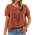thumbnail image 1 of Endives Women's Cotton Linen T-Shirts Solid Color Pleated Shirts T Shirts, 1 of 8