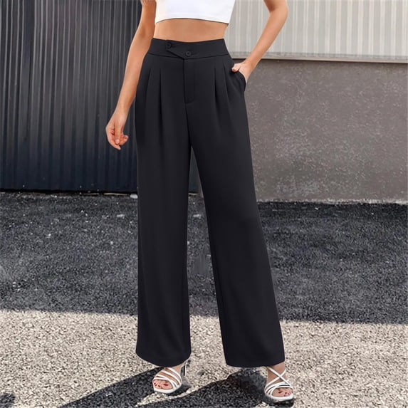 Endives Women's Dress Pant Wide Leg Suit Trousers Comfortable Elegant Pants Trousers Business Outfit With Pockets S-4XL