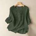 thumbnail image 1 of Endives Women's Embroidered Tops Solid Color Pleated Cotton Linen Shirts Blouse Spring Summer, 1 of 6