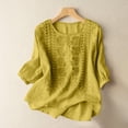 thumbnail image 1 of Endives Women's Embroidered Tops Solid Color Pleated Cotton Linen Shirts Blouse Spring Summer, 1 of 6