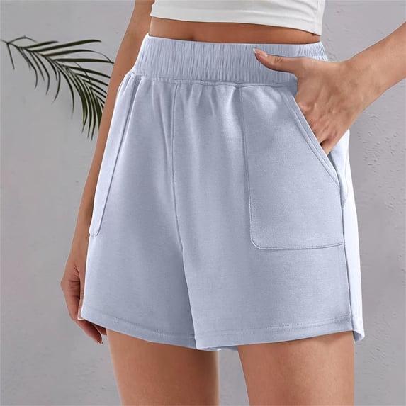 Endives Women's Fitness Shorts Solid Color Summer Sports Shorts Loose Waist Slimming Versatile Outerwear Running Shorts