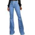 thumbnail image 1 of Endives Women's Flare Bell Bottom High Waist Jeans Vintage Stretch Denim Trouser With Pocket, 1 of 5