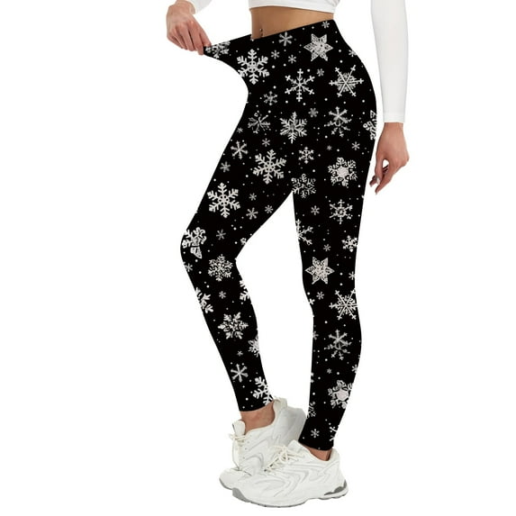 Endives Women's Fleece Lined Leggings Velvet Warm Christmas Retro Printed Home Leggings Warm Winter