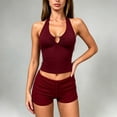 thumbnail image 1 of Endives Women's Halter Tanks Top Sleeveless Cut Out Crop Top Summer Slim Fit Backless Trendy Going Out Top Stretchy Clubwear Tank Tops for Women L, 1 of 5