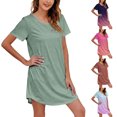 thumbnail image 1 of Endives Women's Lightweight Nightgown Short Sleeve Sleep Dress Soft Breathable Summer Sleepshirt Plain Nightshirt Nighty for Ladies Midi Dress Loose Dress Pink M, 1 of 1