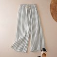 thumbnail image 1 of Endives Women's Linen Pant Striped Print Solid Color Elegant Cotton Linen Wide Leg Pants Loose Casual Pants Work Wear White, 1 of 4