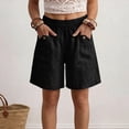 thumbnail image 1 of Endives Women's Linen Short High Waist Casual Shorts Summer Breathable Loose Fit Wide Leg Short Beach Shorts With Pockets Daily Wear, 1 of 6