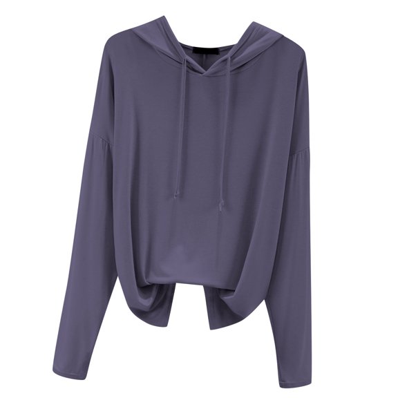 Endives Women's Long Sleeve T-shirt Loose Fitting Oversized Hooded T Shirt Casual Basic Slimming Sun Protective Thin Top