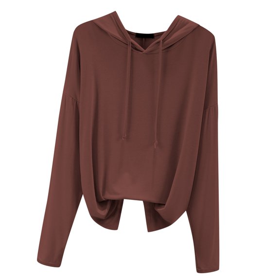 Endives Women's Long Sleeve T-shirt Loose Fitting Oversized Hooded T Shirt Casual Basic Slimming Sun Protective Thin Top