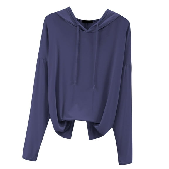 Endives Women's Long Sleeve T-shirt Loose Fitting Oversized Hooded T Shirt Casual Basic Slimming Sun Protective Thin Top