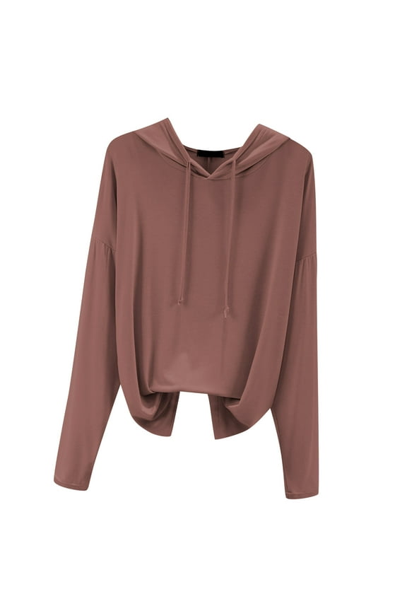 Women's Long Sleeve T-shirt Loose Fitting Oversized Hooded T Shirt Casual Basic Slimming Sun Protective Thin Top
