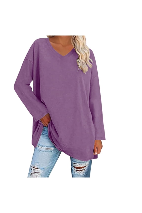 Women's Long Sleeve T-shirt Oversized T Shirts Striped Shirts Round Neck Tunic Tops Soft Causal Loose Blouse