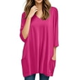 thumbnail image 1 of Endives Women's Long Sleeve T-shirt Tunics Tops Summer V Neck Tshirts With Pockets Long Blouses, 1 of 6