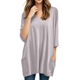 thumbnail image 1 of Endives Women's Long Sleeve T-shirt Tunics Tops Summer V Neck Tshirts With Pockets Long Blouses, 1 of 7