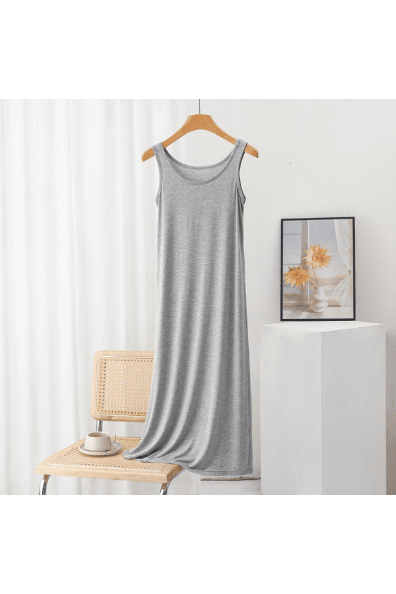Women's Nightgown Spaghetti Strap Camisole Sleep Dress Soft Breathable Sleepwear Loose Fit Long Sleepdress Sleepshirt Summer Thin Nightgown I XL