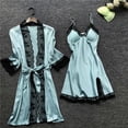 thumbnail image 1 of Endives Women's Pajama Set 4 Piece Soft Lightweight Pajama Set for Women Long Sleeve Robe & Nightgown & Camisole Top & Shorts Soft Pjs for Women Sleepwear Loungewear Set Mint Green L, 1 of 3