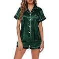 thumbnail image 1 of Endives Women's Pajama Sets Short Sleeve Shorts Pajamas Satin Lapel Comfortable Home Wear Two Piece Pajamas Sleepwear, 1 of 5