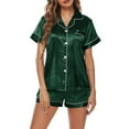 thumbnail image 1 of Endives Women's Pajama Sets Short Sleeve Shorts Pajamas Satin Lapel Comfortable Home Wear Two Piece Pajamas Sleepwear, 1 of 5