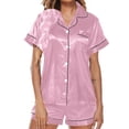 thumbnail image 1 of Endives Women's Pajama Sets Short Sleeve Shorts Pajamas Satin Lapel Comfortable Home Wear Two Piece Pajamas Sleepwear, 1 of 5