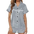 thumbnail image 1 of Endives Women's Pajama Sets Short Sleeved Shorts Pajamas Satin Lapel Comfortable Home Wear Two Piece Pajamas, 1 of 7