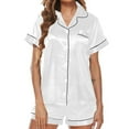 thumbnail image 1 of Endives Women's Pajama Sets Short Sleeved Shorts Pajamas Satin Lapel Comfortable Home Wear Two Piece Pajamas, 1 of 7