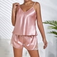thumbnail image 1 of Endives Women's Pajama Sets Silk Satin Ruffled Shorts Sets Sleepwear Satin Pajamas Shorts Set Nightwear Pajamas Set, 1 of 6