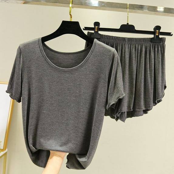 Endives Women's Pajama Sets Summer Cotton Short Sleeved T Shirt For Women Loose Large Size Bottoming Shirt Two Piece Pajamas Set
