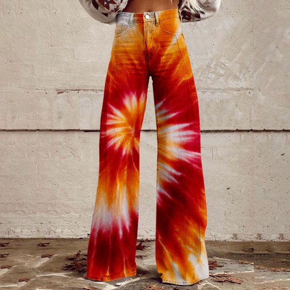 Endives Women's Pants Tie Dye Printed Casual Wide Leg Pants Fall Outfits for Women 2025