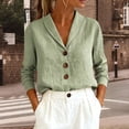 thumbnail image 1 of Endives Women's Shirt Solid Color Casual Loose Fashion Cotton Linen Long Sleeve Collar Button Shirt Spring Outfit, 1 of 6