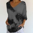 thumbnail image 1 of Endives Women's Shirts Elegant Retro Art Print V Neck Loose Mid Length Sleeve Womens Top Blouse, 1 of 6