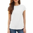 thumbnail image 1 of Endives Women's Short Sleeve T Shirts Casual Solid Color Tops Basic Loose Crew Neck Pullover Tee, 1 of 8