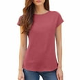 thumbnail image 1 of Endives Women's Short Sleeve T-Shirts Casual Solid Color Tops Basic Loose Crew Neck Pullover Tee, 1 of 8