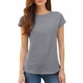 thumbnail image 1 of Endives Women's Short Sleeve T-Shirts Casual Solid Color Tops Basic Loose Crew Neck Pullover Tee, 1 of 8