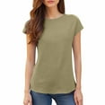 thumbnail image 1 of Endives Women's Short Sleeve T Shirts Casual Solid Color Tops Basic Loose Crew Neck Pullover Tee, 1 of 8
