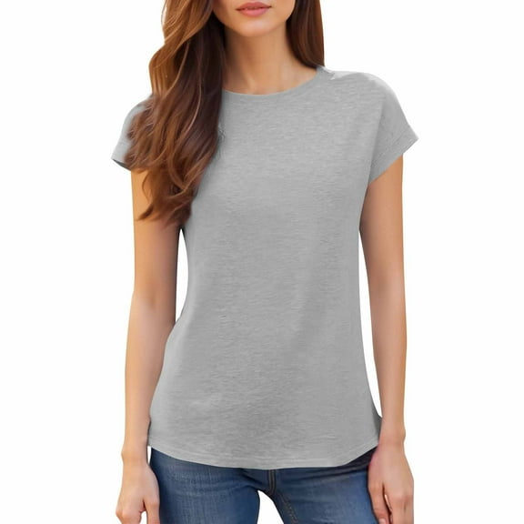 Endives Women's Short Sleeve T Shirts Casual Solid Color Tops Basic Loose Crew Neck Pullover Tee