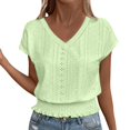 thumbnail image 1 of Endives Women's Short Sleeve T-shirt 2025 Summer V Neck Hollow T Shirt Fashionable Casual Top T Shirt, 1 of 7