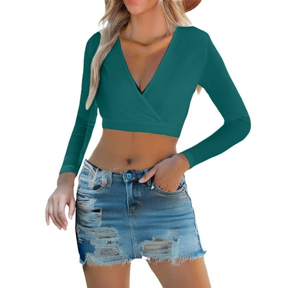 Endives Women's Short Sleeve T-shirt Deep V T Shirt Pure Seductive Style Casual Womens Top