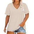 thumbnail image 1 of Endives Women's Short Sleeve T-shirt Plus Size V Neck T Shirts Tops Casual Summer Tshirts Loose Fit Tee, 1 of 5